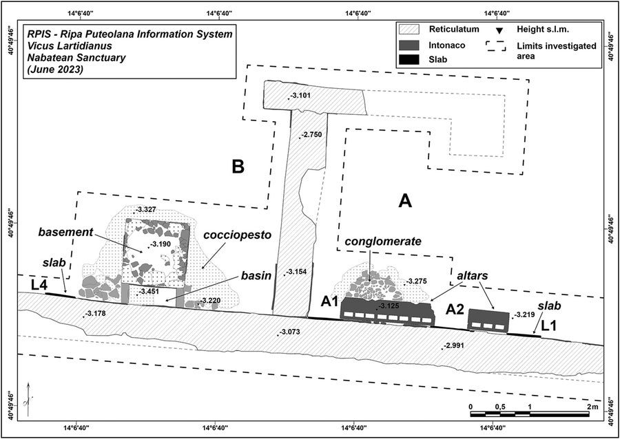 The archaeologists' map of their excavation of the Nabataean temple.